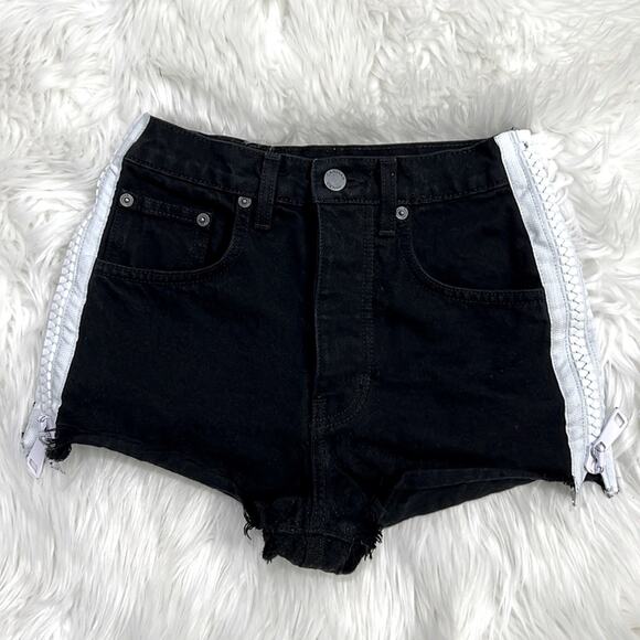 Carmar Pants - Carmar denim high waist side zip button fly shorts black size 23
